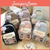 Cute Letter Print Cat Ears Design Student Backpack With Transparent Compartment For Daily Use