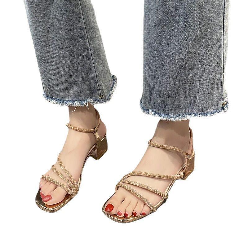 The New Style of Women's Shoes Goes Well with Thick-heeled High Heels Slippers and Sandals