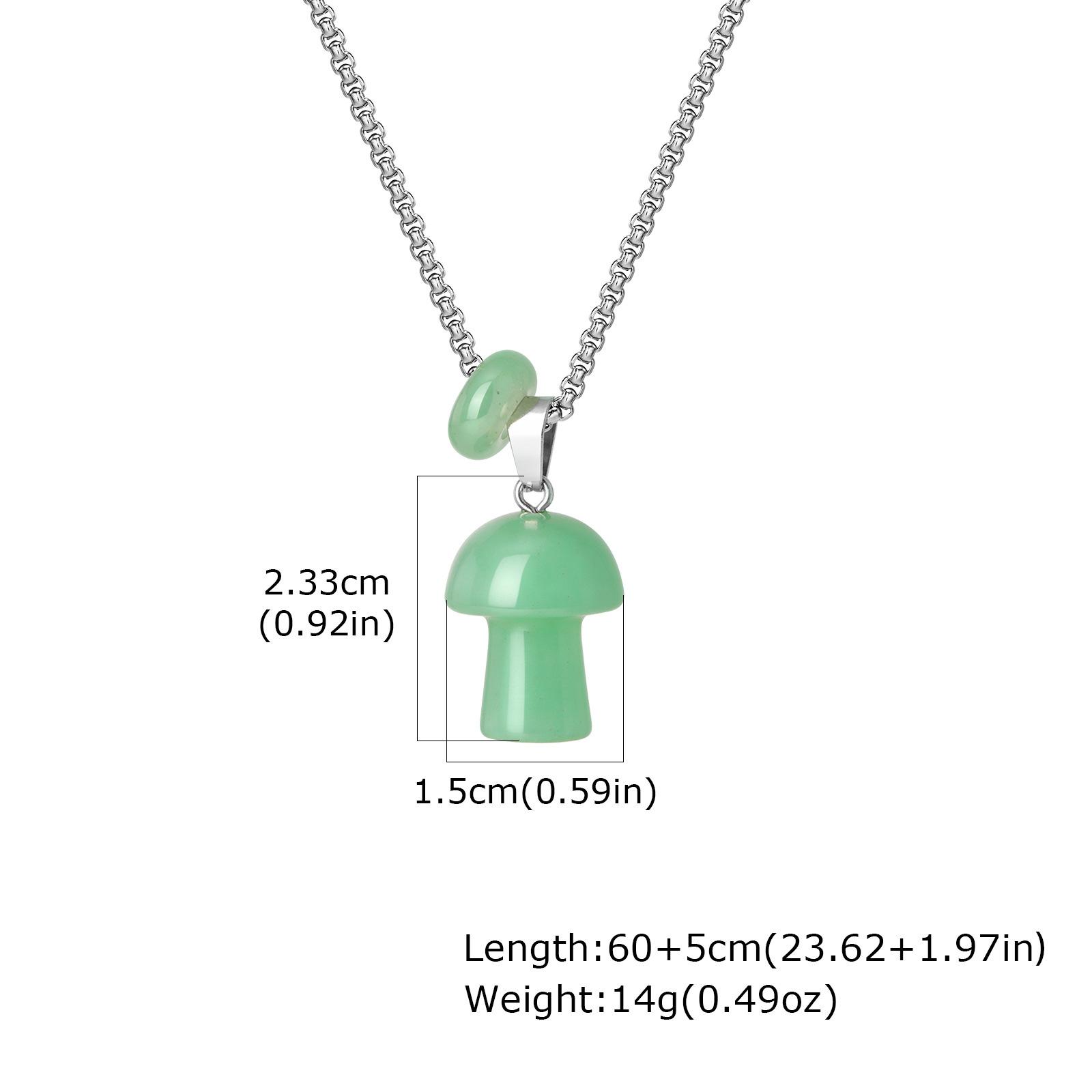 Natural Stone Tiger S Eye Stone Cute Mushroom Pendant Stainless Steel Necklace, Women S Versatile Design Necklace Nc-2875