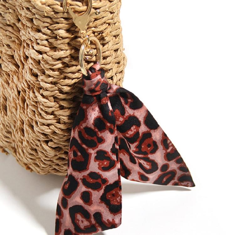 Leopard Themed Key Holder Pendant with Metal Lobster Clasp Polyester Fabric Purse Charm Bag Accessories for Handbag