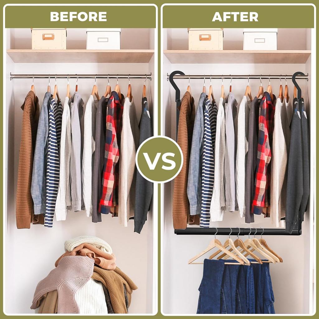 Hanging Closet Rod, 18-30In Heavy Duty Adjustable Width and Up to 38In Height Adjustable Closet Rod Extender, Double Closet Rod Hanging Bar,