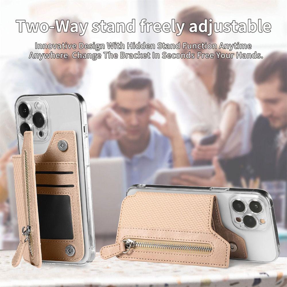 Bag PU Leathe Multi-card Support Phone Card Holder Wallet Case Phone Wallet Stick Cell Phone Pouch