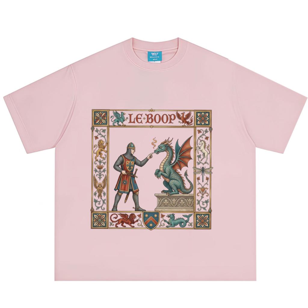 Le Boop Medieval Knight Dragon Funny Vintage Print TShirt Unisex Unisex Casual Loose Tshirts Summer Cotton fashion Tshirts tops