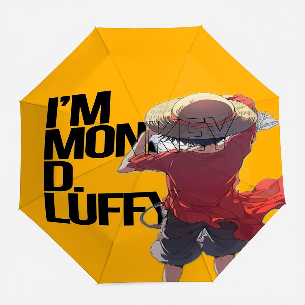 One Piece Monkey D. Luffy Straw Hat I M MONKEY D. LUFFY Quote Yellow Background Anime Art Automatic Folding Umbrella Windproof (as the picture,Iron&8K)
