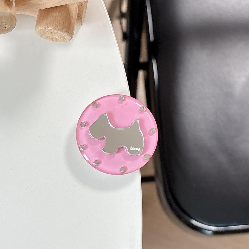 Creative Puppy Mirror Telescopic Desktop Watching Drama Mobile Phone Airbag Holder Paste Simple Rhinestone Solid Color Round Ring Ring
