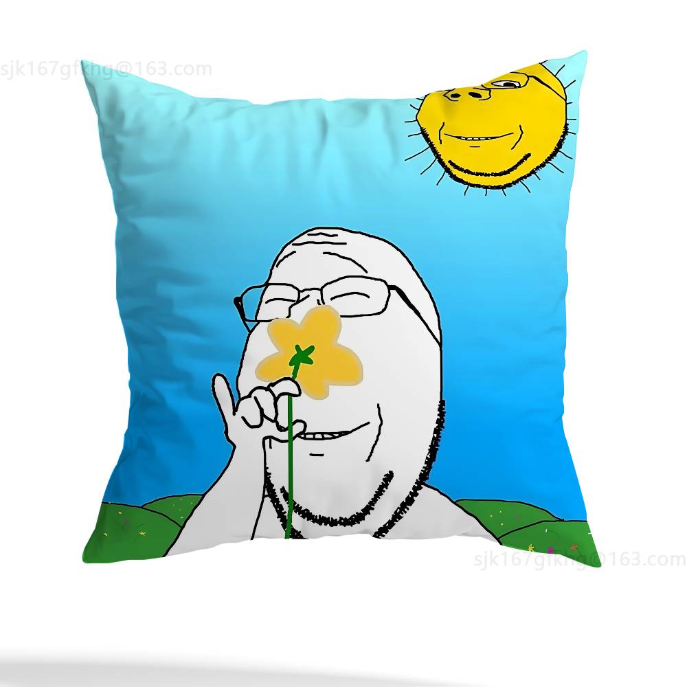 

Wojak Soyjak Pillow Case Sofa Living Room Bedroom Headboard Backrest Cushion Square Cushion Nap Time 12x12Inch