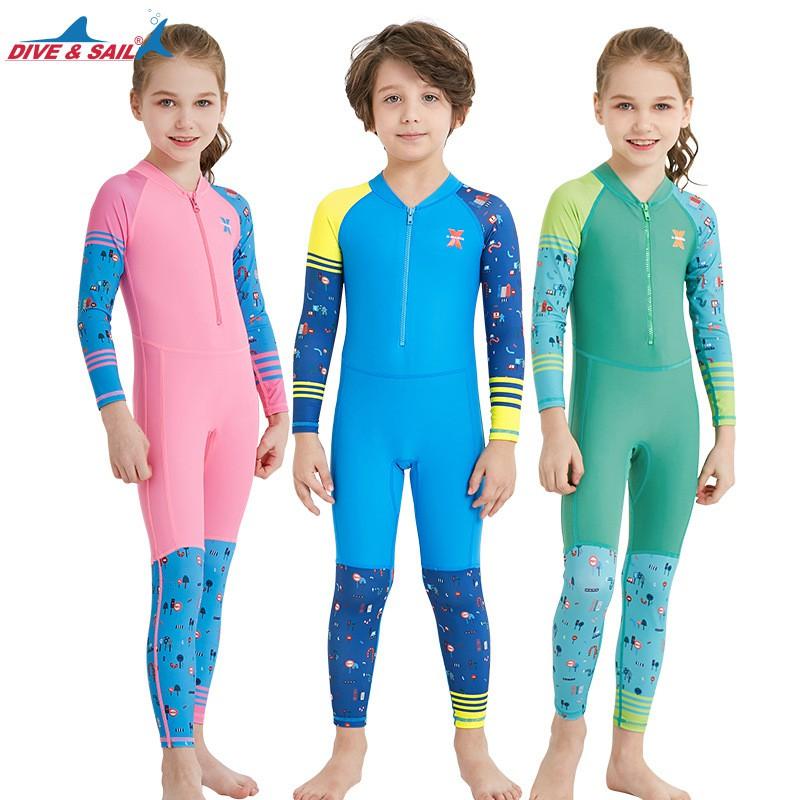 Kids UV Protection Rash Guard Swimsuit Long Sleeve One Piece Swimwear Snorkeling Beach Outdoor