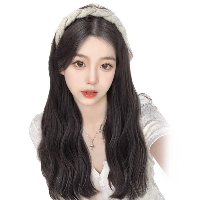 Women's Long Curly Water Wave Headband Wig for Natural Volume