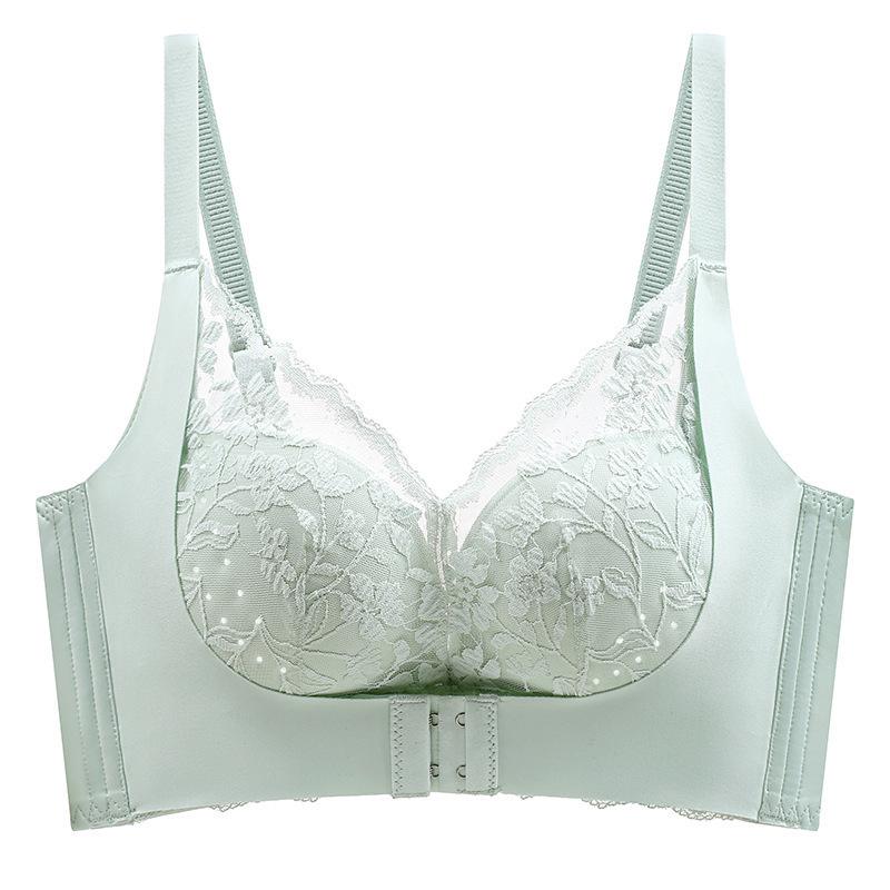 Women's Front Buckle Push-Up Lace Bra with Side Support, Anti-Sagging for Small Chest