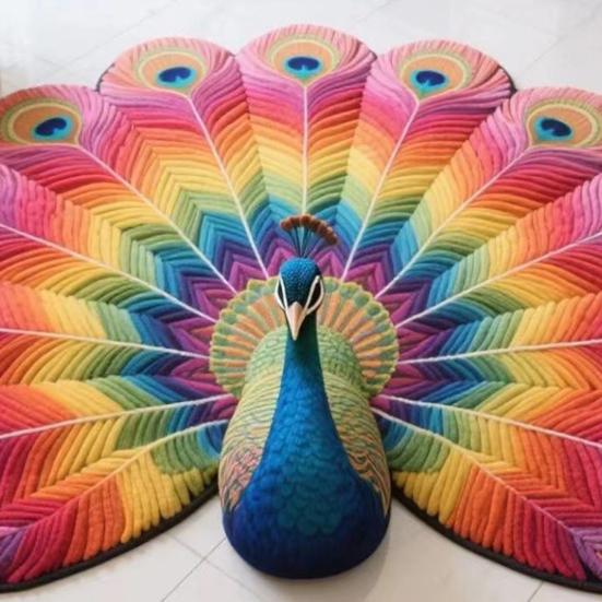 Peacock Floor Mat 3D Realistic Pattern Bathroom Mat Quick Dry Floor