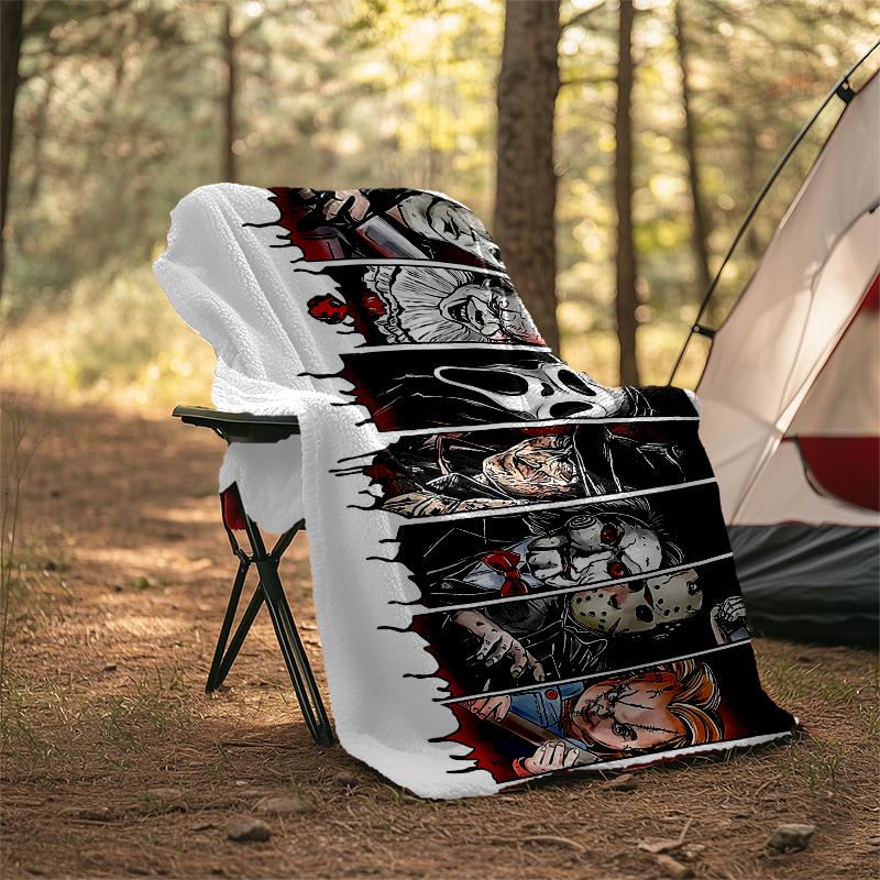 Halloween horror Theme Printed Blanket - Perfect for Couch, Bed, Travel & Outdoor Use | Machine Washable, Cozy & Durable.