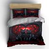 Black Cats with Gothic Hearts Bedding Duvet Cover Set  (1*Duvet Cover 2*Pillowcases, without duvet insert)