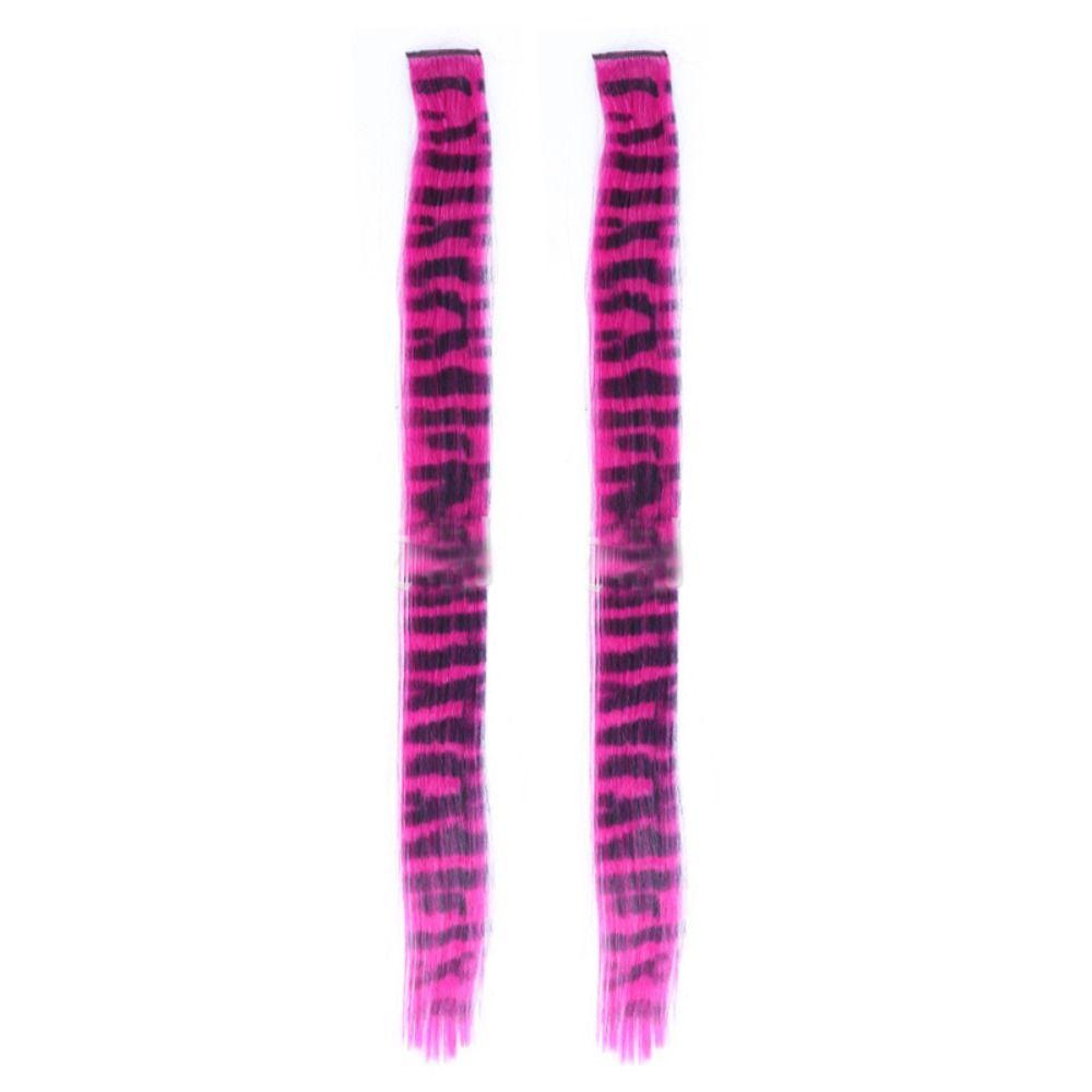 2Pcs Rainbow Long Straight Hairpiece Seamless Hanging Ear-dye Wig Feather Hair Extensions  Women