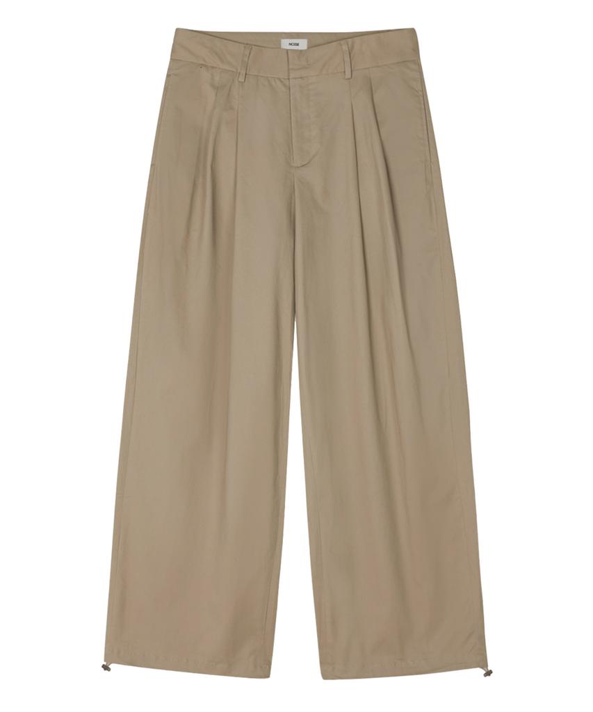 NOISE Quadruple Pintuck Wide Cotton Pants - Beige