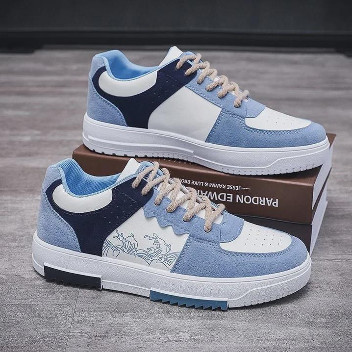 2024 Spring Men's Breathable White Trendy Thick-Soled Casual Sports Shoes