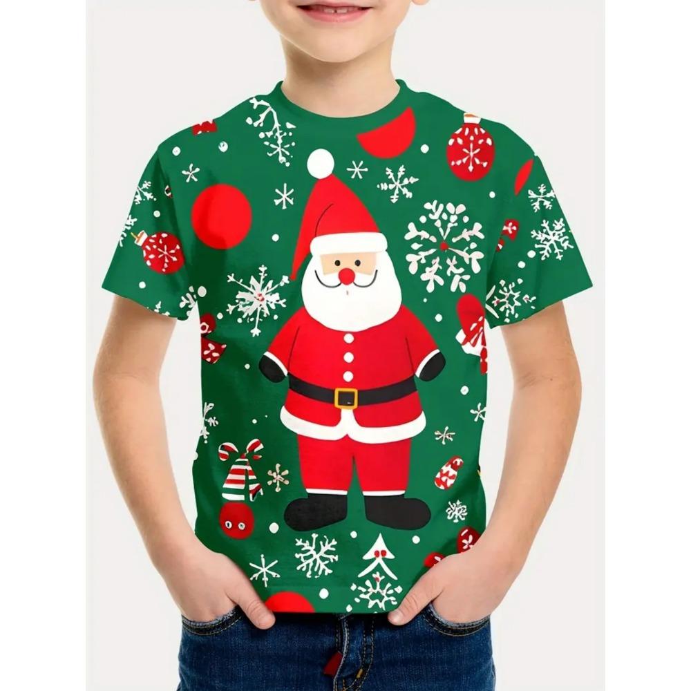 Children's Clothing Santa Claus 3D Print T-Shirts for Boys Short Sleeve Child T-Shirt Christmas Casual Girls Summer Clothes Tops