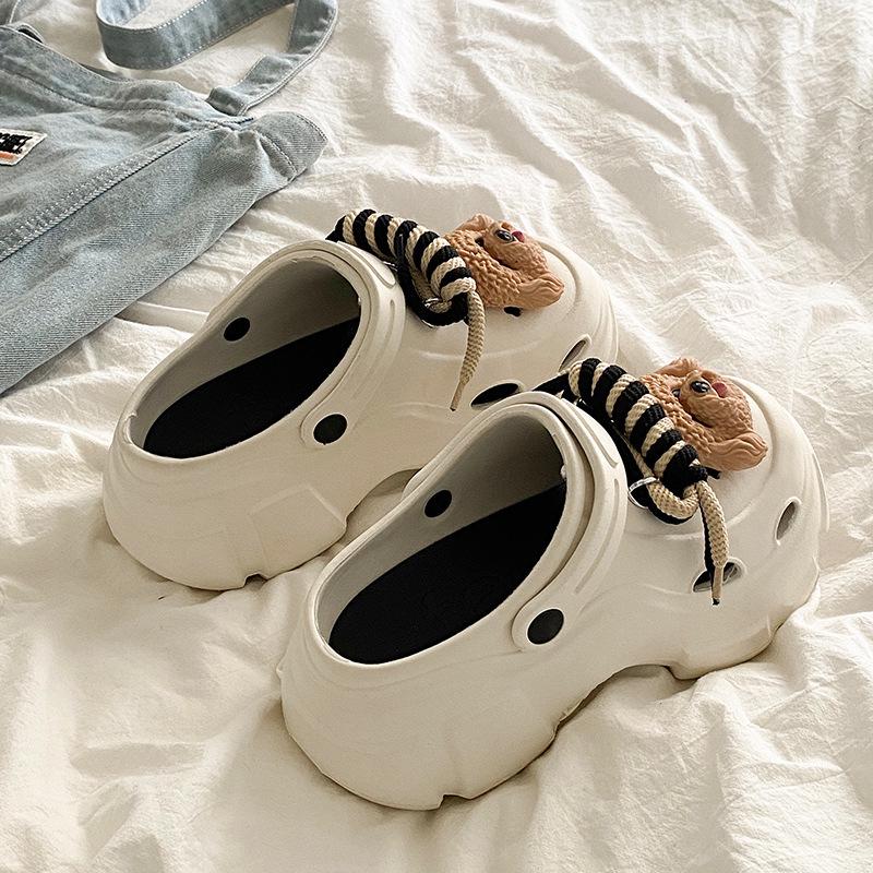 Adorable Kids' Non-Slip Puppy Clogs for Girls - 2025 Summer Beach Toe Slippers with Thick Soles