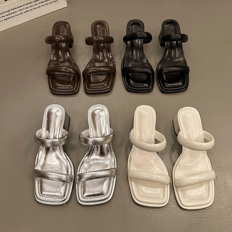 French temperament is beautiful, thick heel with sandals 2025 new model with skirt, high heel cool slippers women's summer wear