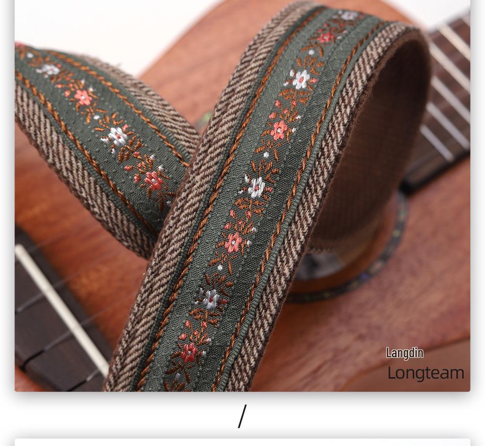 Langting Embroidery Universal Ukulele Shoulder Strap for 21, 23, 26 Inch Ukuleles
