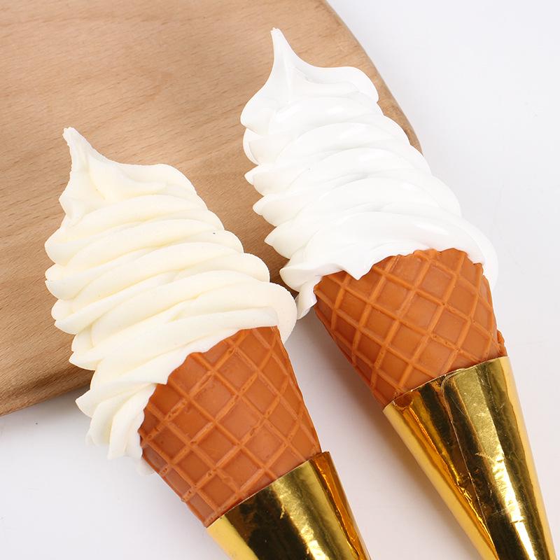 Night Market Ice Cream Cone Model: Realistic Torch Dessert Prop for Photography and Decor