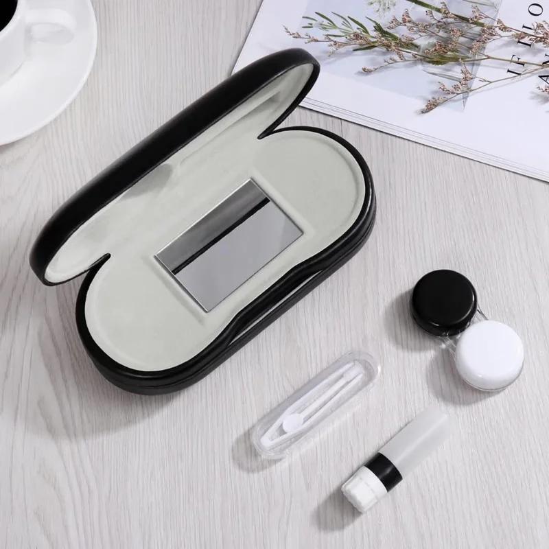 1PC Double-layer Dual-use Contact Lens Boxes Handmade Beauty Portable Men Women Glasses Eyewear Accessories