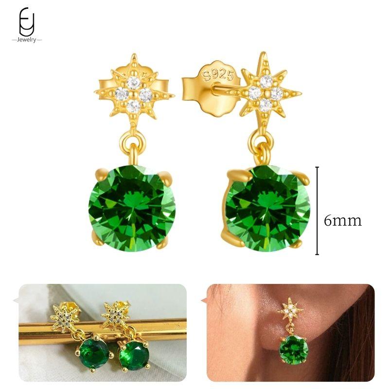 925 Silbernadel Grüne Zirkon Gold Ohrringe Herz Creolen für Damen Zarte Steckerohrringe Luxuriöser Schmuck Geschenke