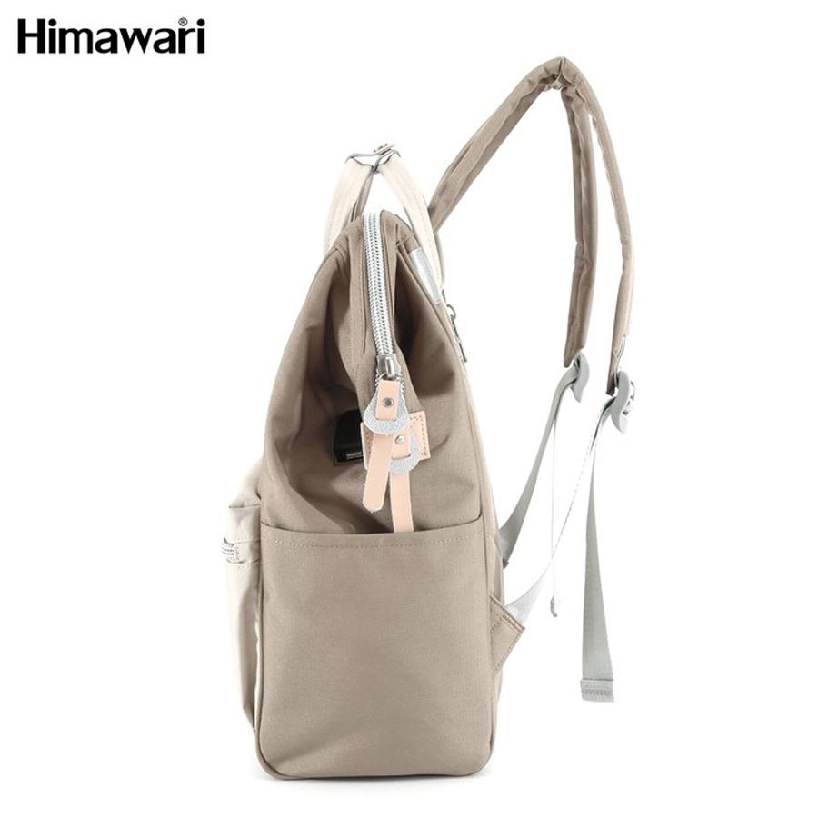 Cream-beige Backpack with a Laptop Compartment and a USB Port - Himawari