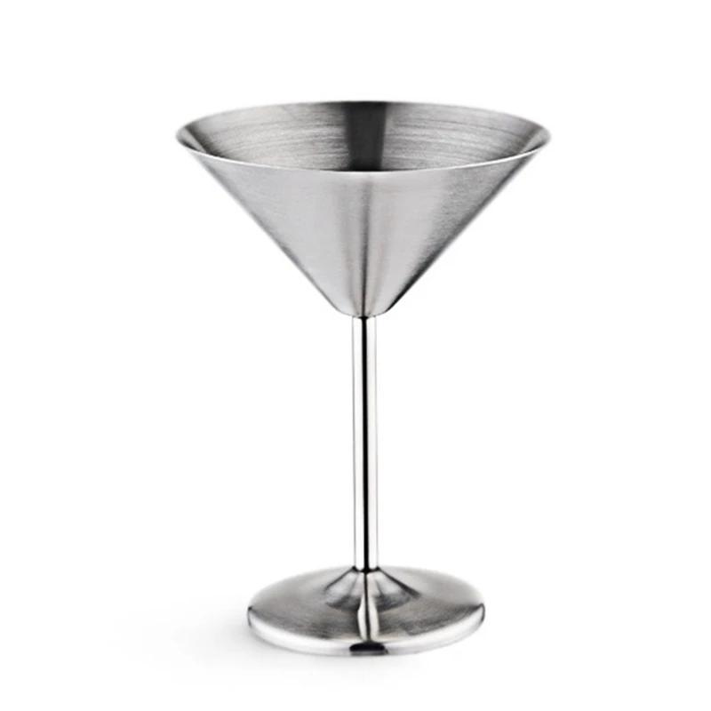 Stainless Steel Martini Cocktail Glass High Base Wine Glass Unbreakable Wine Metal Bar Champagne Glass серебряный