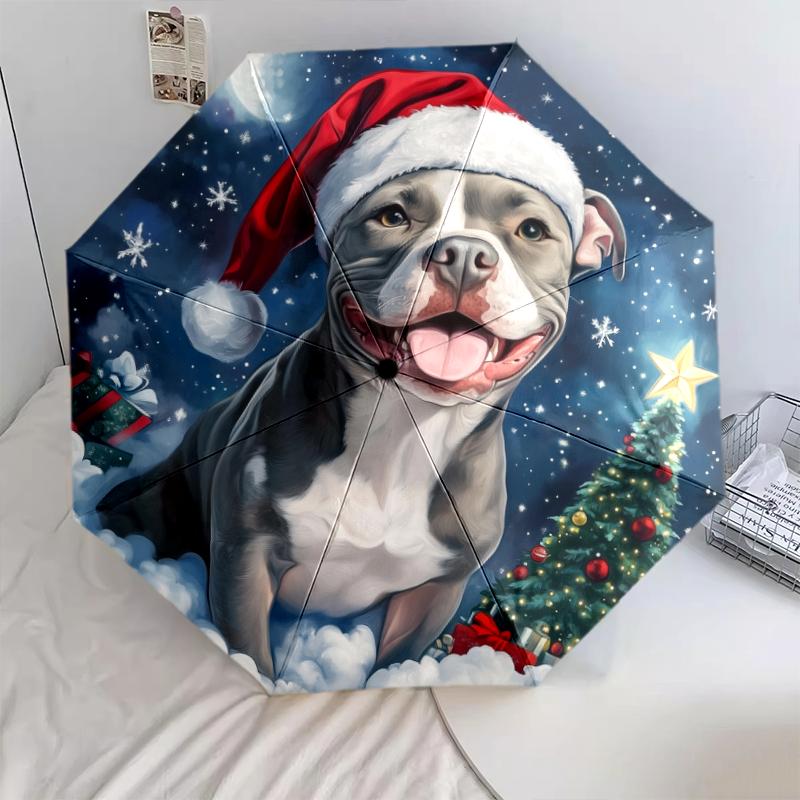 Christmas dog, automatic folding umbrella, portable and foldable design, 8 ribs, a Christmas or birthday gift.