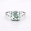 Anillo de Plata de Ley 925 Aguamarina, Anillo Minimalista Statement Corte Cushion, Joyería Bohemia Hecha a Mano con Piedras Preciosas