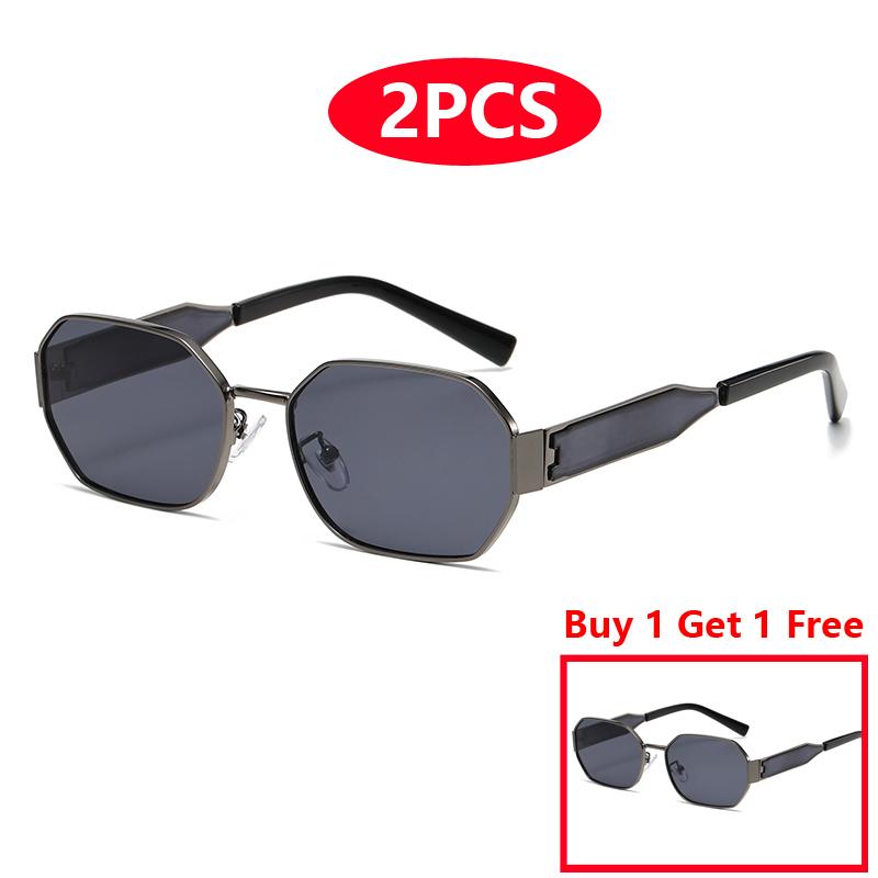 1/2pcs Retro Metal Sun Glasses Women Fashion Gradient Tea Color Wide Leg Design Unisex Female Sunglasses