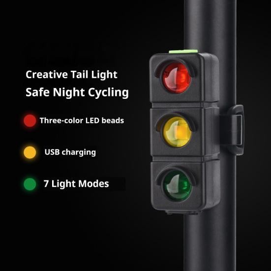 Ampel Fahrradrücklicht 3 Farben USB Wiederaufladbar MTB Rennrad Mountainbike Cartoon Wurstmaul Nachtfahrt Warnung Rücklicht