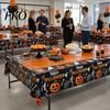 Spooky Tablecloth Happy Halloween Disposable Tablecloth, Pumpkin Ghost Skeleton Waterproof Table Cover for Kitchen Dining Room, Party Supplies