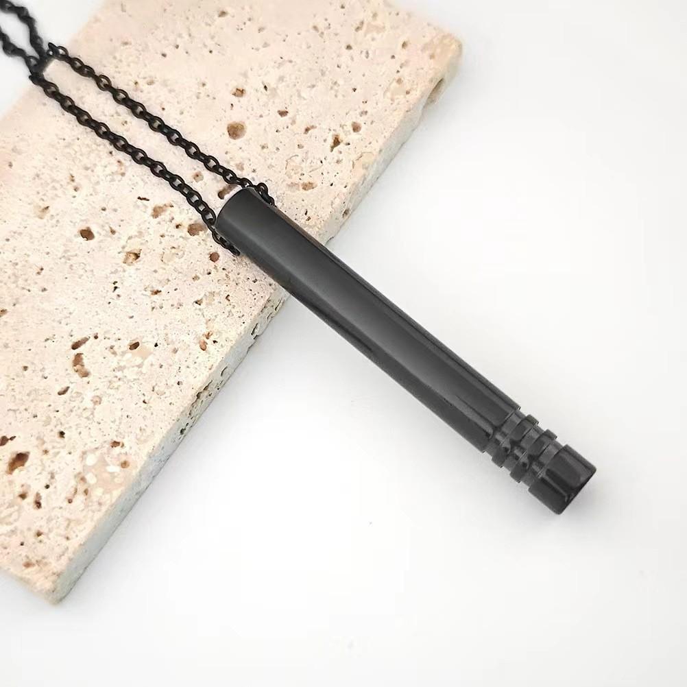 Minimalist Titanium Steel Breathing Whistle Necklace with Threaded Chain