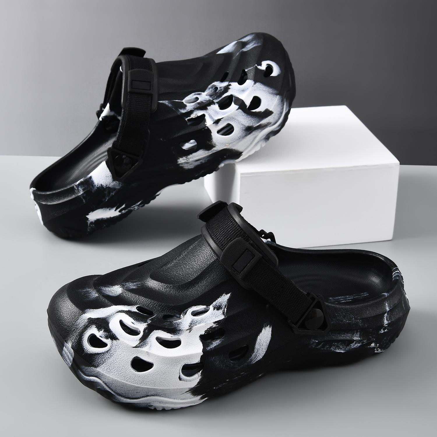 

Летние мужские дырчатые туфли, нескользящие и дезодорирующие, с моющей головкой-мешком, из ЭВА, с увеличенной высотой, дышащие и износостойкие, для ношения на улице, контрастного цвета, пляжные 36-37