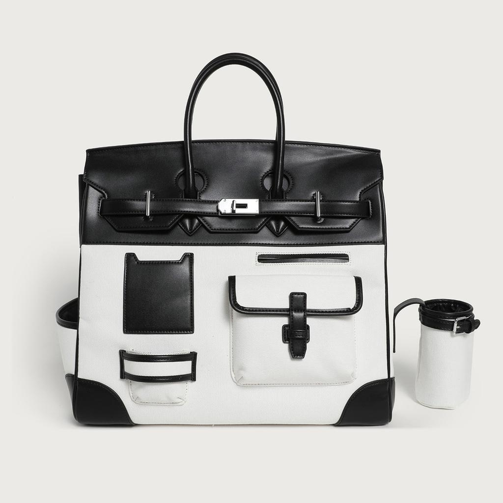 2026 Season New Contrasting Color Canvas Color Matching Portable Extra Large Platinum Bag Leisure Travel Bag Shoulder Messenger Women's Bag