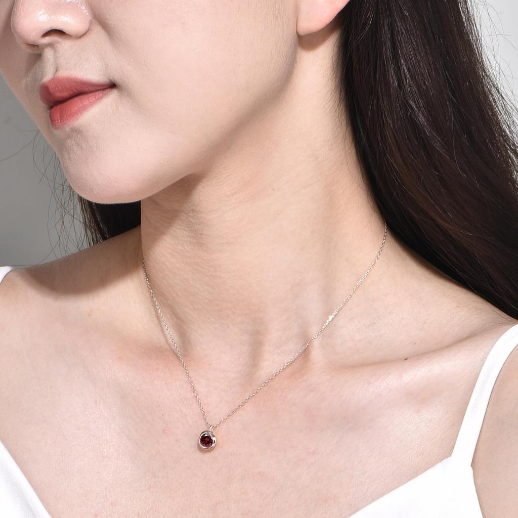 Rubin-Halskette für Juli Weiblich Top Silber Rubin Für Frauen Täglich Beliebtes Geschenk [Freier Vogel] Frauen, Geburtsstein, Anhänger, Rot, Hypoallergen, 925,