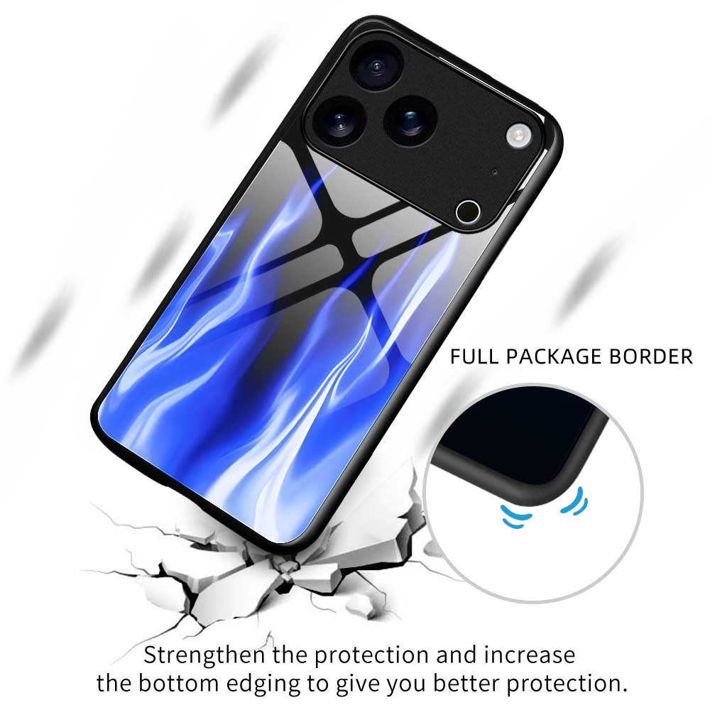 For iPhone 17 Pro Max Case Anti Drop TPU PC Tempered Glass Pattern Printing Phone Back Cover
