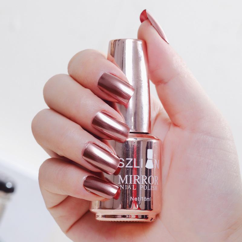 Women Quick Drying Lasting Metallic Mirror Effect Nail Art Polish Varnish Tool Manicure Gift
