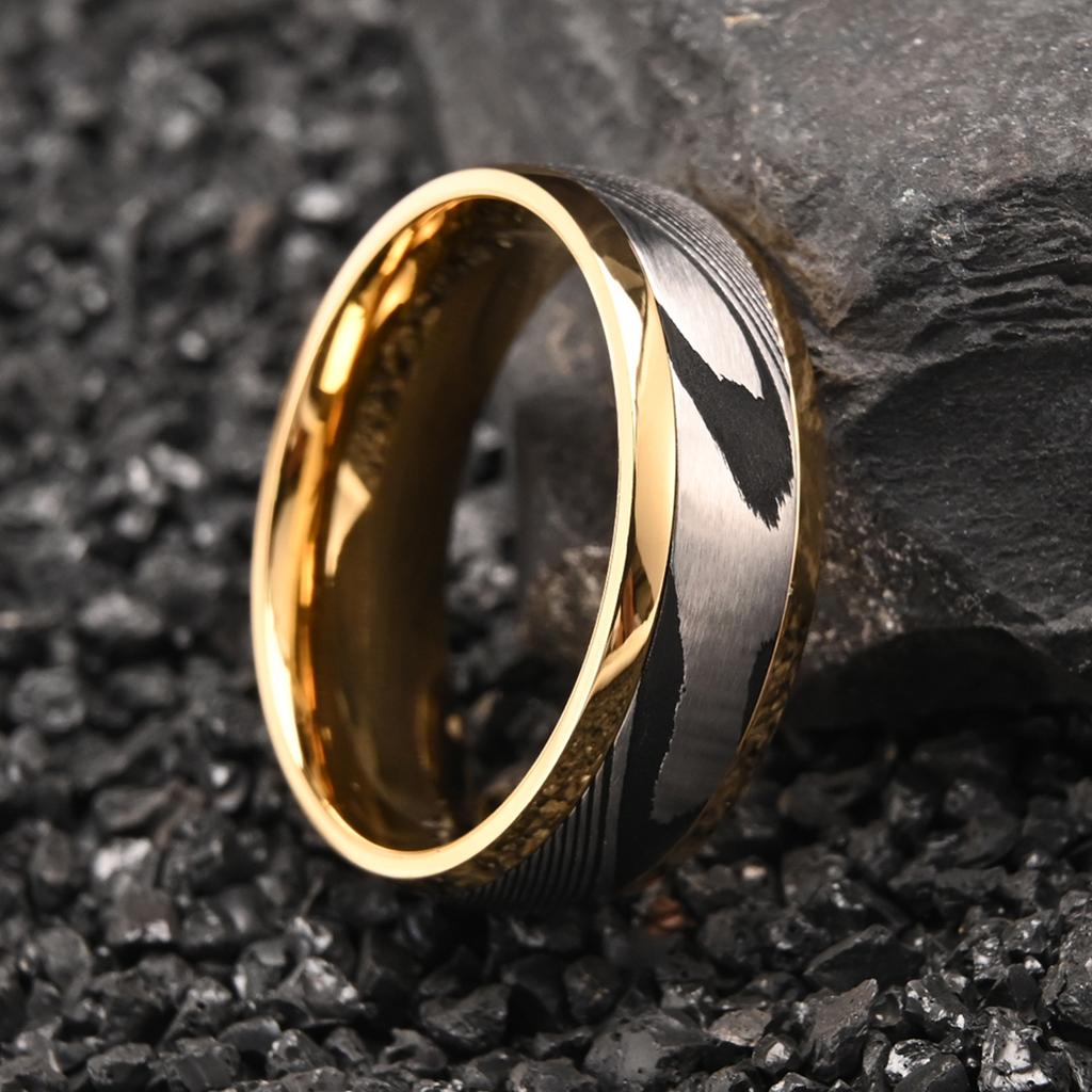8MM Damaststahlring für Herren Eheringe Verlobungsringe Modeschmuck Geschenke für Ihn