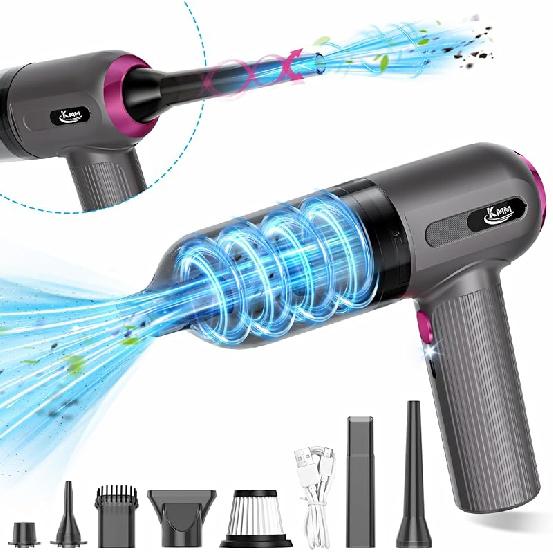 

Ручний автомобільний пилосос KMM, пилосос 9000Pa та очищувач повітря, ручний пилосос високої потужності 120 Вт зі світлодіодним підсвічуванням та різними насадками для автомобіля, сірий колір