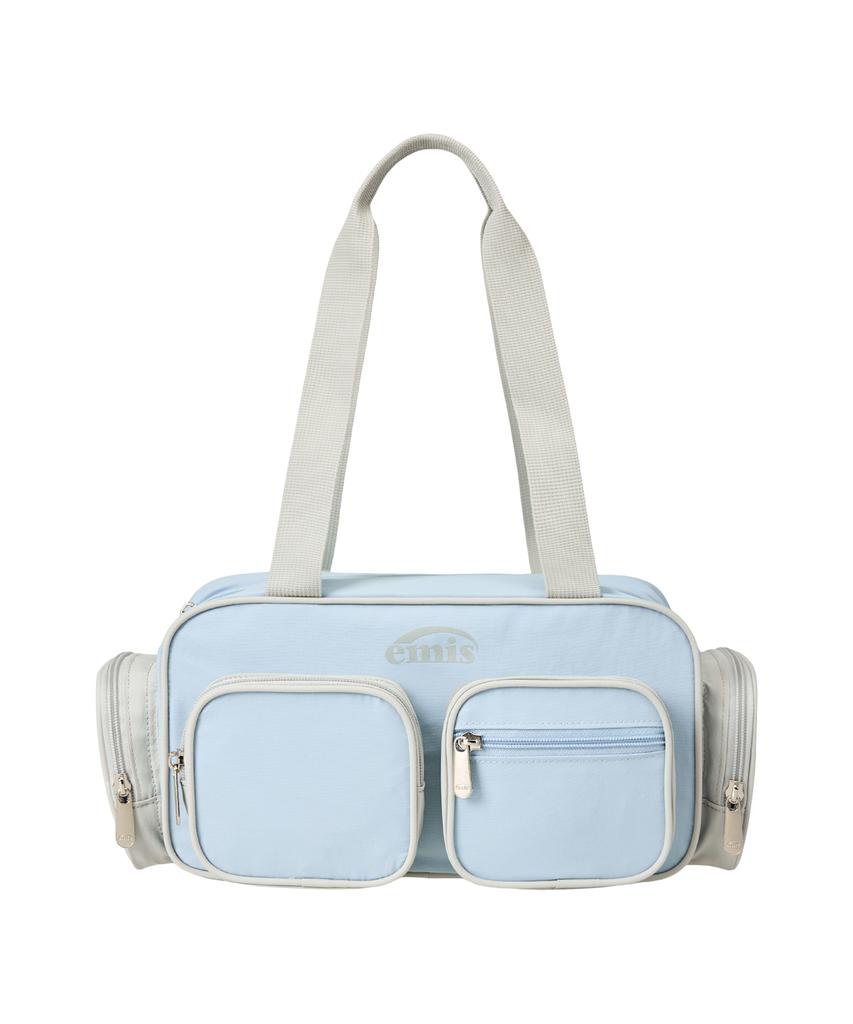 Emis Nylon Color-Block Shoulder Bag-Pastel Blue