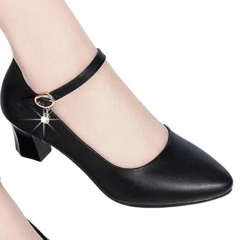 Fashion Ladies Shoes 2024 High Quality Buckle Strap Women's High Heels Fashion Shallow Office and Career Sexy Pointed Toe Heels Women