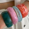 Salircon Vintage Acrylic Exaggerated Irregular Geometric Big Bangles for Women Boho Resin Colorful Charm Bracelets Jewelry Gifts