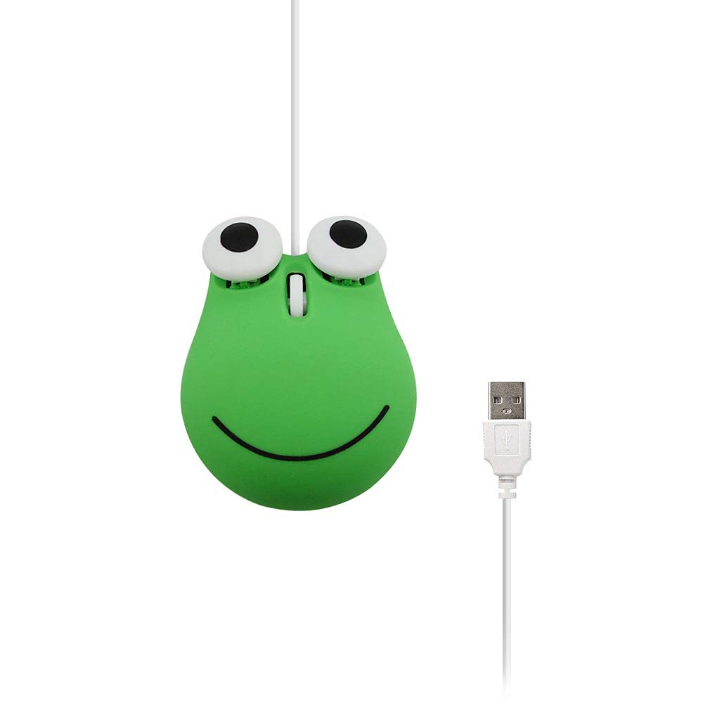 Wired Mouse Small Cute Frog Mouse USB Wired Optical 1600DPI Cute Animal for Lightweight Portable Symmetrical Compatible with Women/Kids