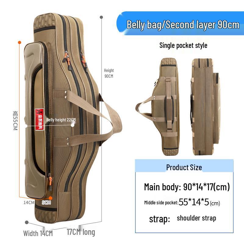 

Многофункциональная сумка для удочек большой вместимости - Утолщенная, Легкая, Дизайн «Большой живот», Сумка для рыболовных снастей