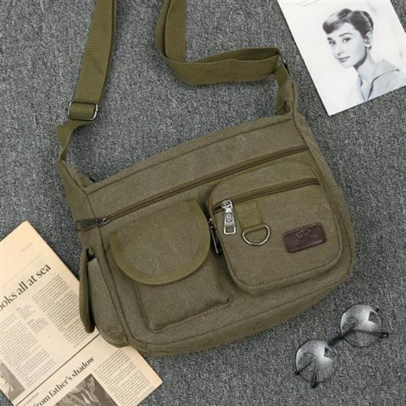 Business Postman Canvas Bag British Retro Shoulder Bag Large Capacity Multi-pocket Messenger Bag Leisure Travel Crossbody Bag