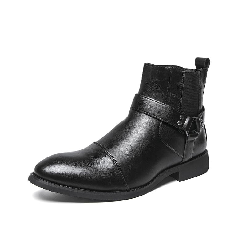 New casual high-top leather shoes men s genuine leather breathable men s shoes business men s boots Chelsea boots for men 38