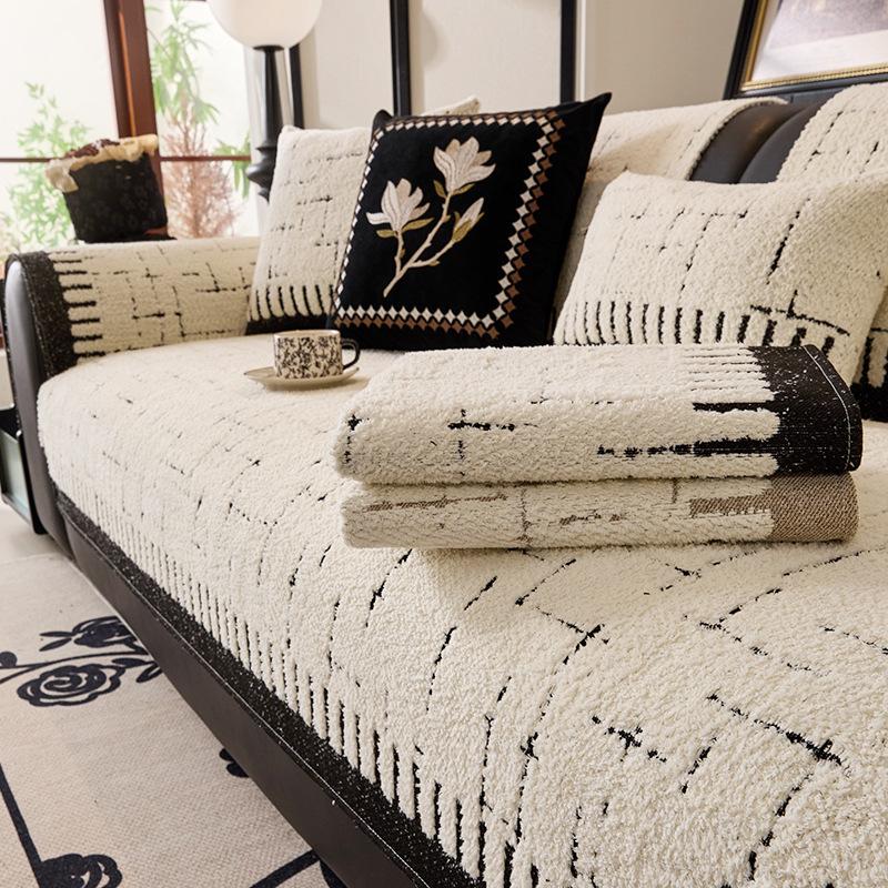 Light Luxury Comfortable Cotton Lint Sofa Cushion Autumn And Winter  New Straight Row Non-Slip Seat Cushion Sofa Cover Cloth Towel Crospecial S