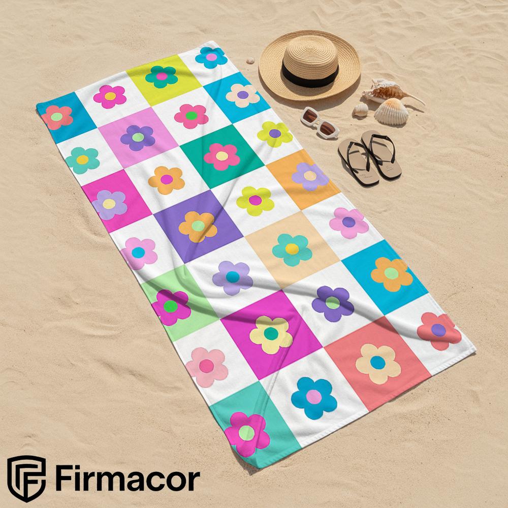 Checkered Floral Cartoon Anime Beach Towel Microfiber Quick Dry Super Absorbent Soft Bath Towel for Kids Adults Travel